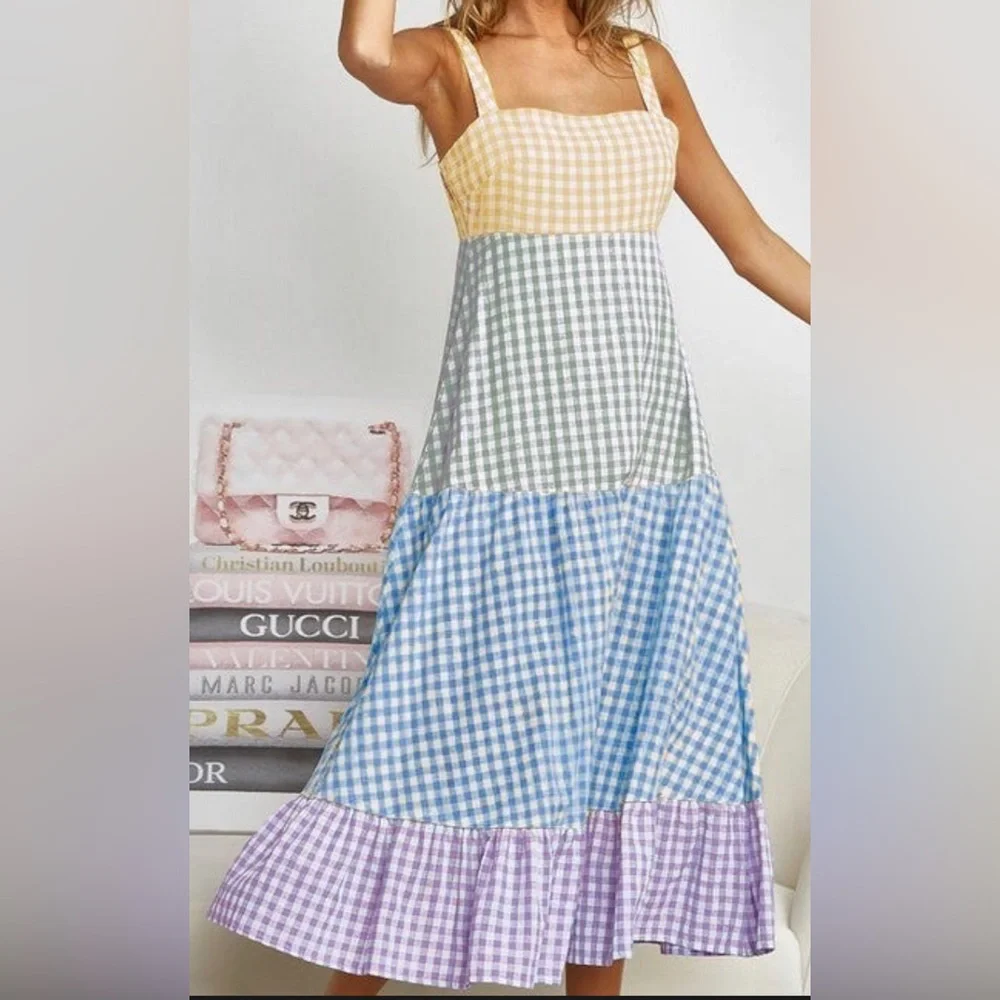 SOLD OUT SOLD Tiered pastel summer maxi Dress Wom - Picture 1 of 17